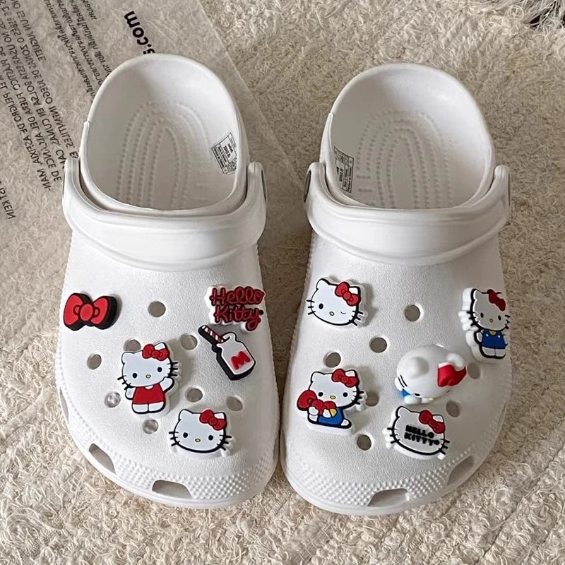 Hello Kitty Bow Sandal Charms 10pcs Cute PVC Shoe Accessories