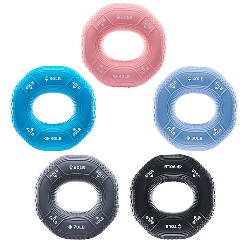 Silicone Hand Grip Strength Trainer 20–90LB Finger Forearm Exerciser Gym Grip Ring