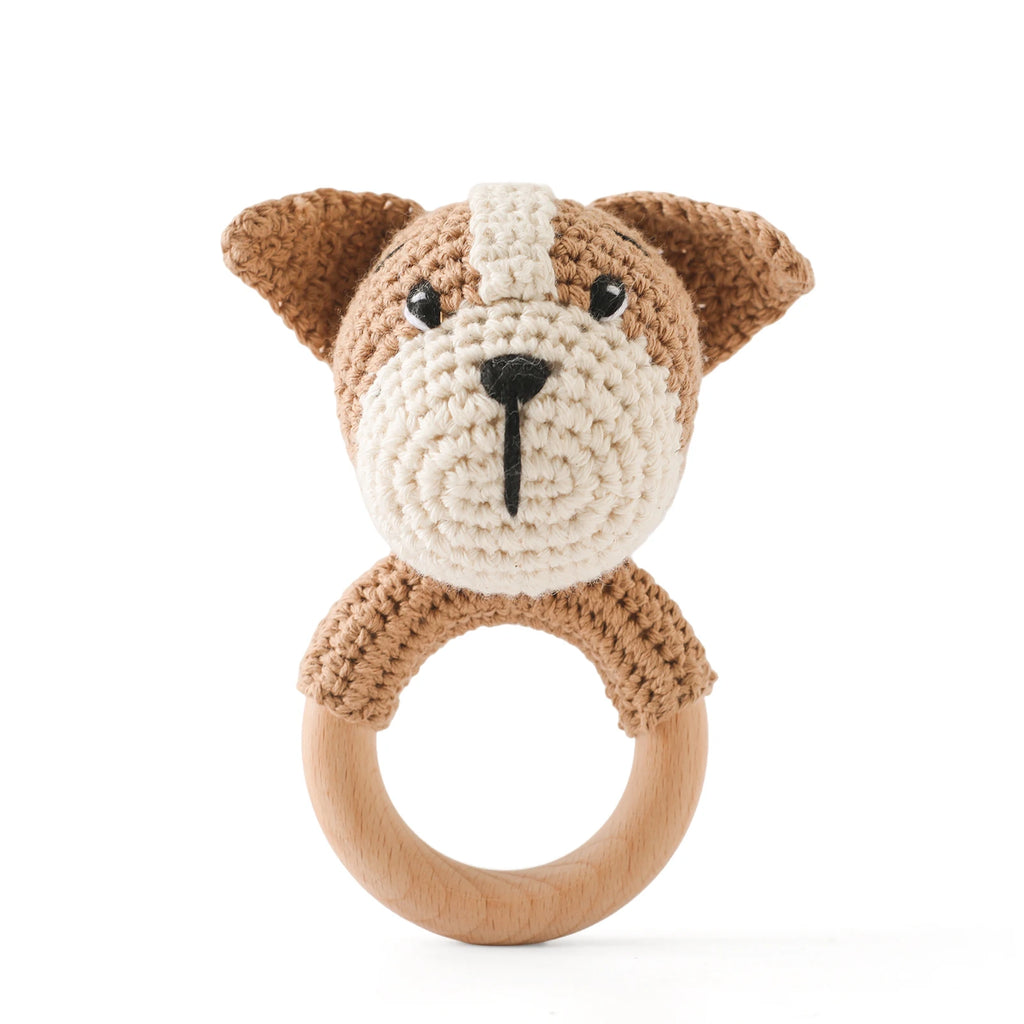 Crochet Bear Baby Rattle Teether Toy for 0 to 12 Months