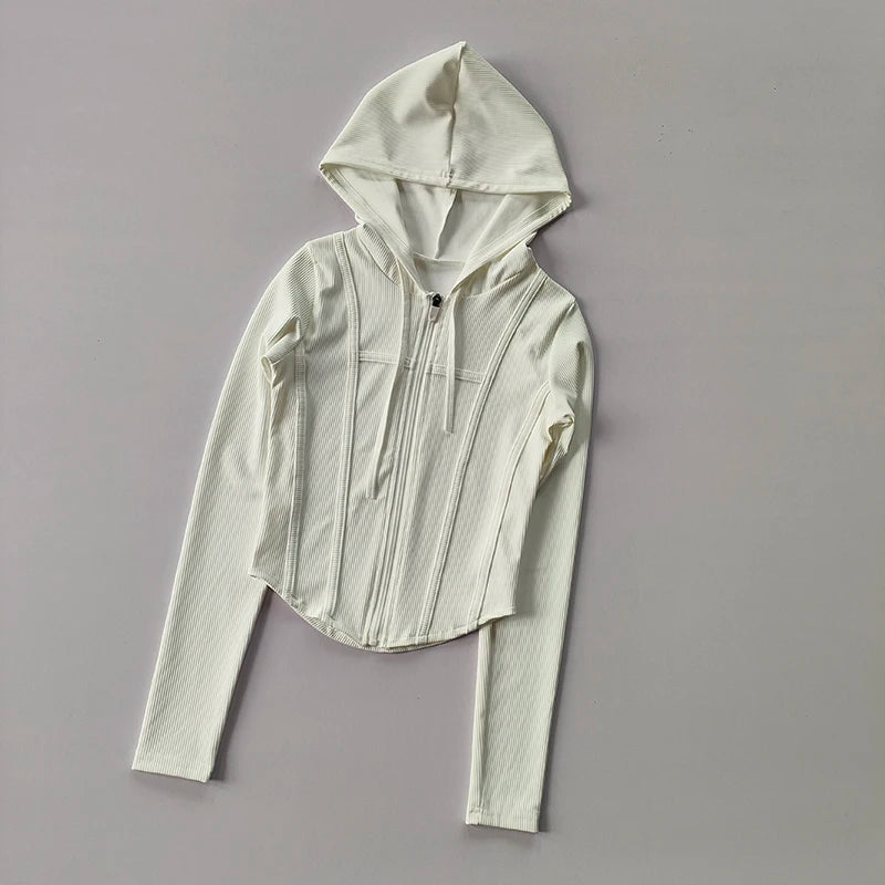 Women Quick Dry Sports Jacket Hooded Fitness Running Coat