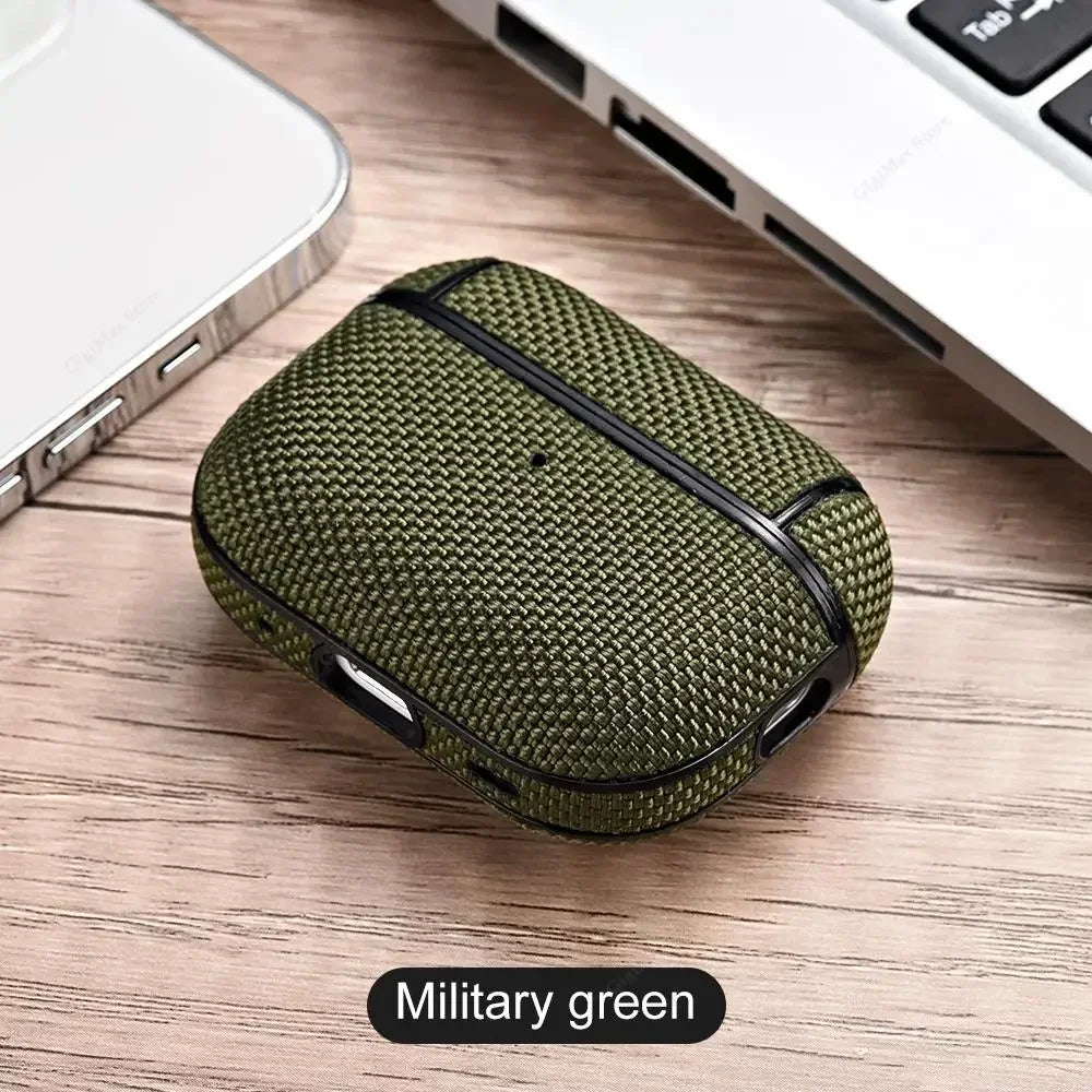 Shockproof Fabric AirPods Case Cover with Carabiner for AirPods 4 3 Pro 2 Protective Wireless Charging Earbuds Case