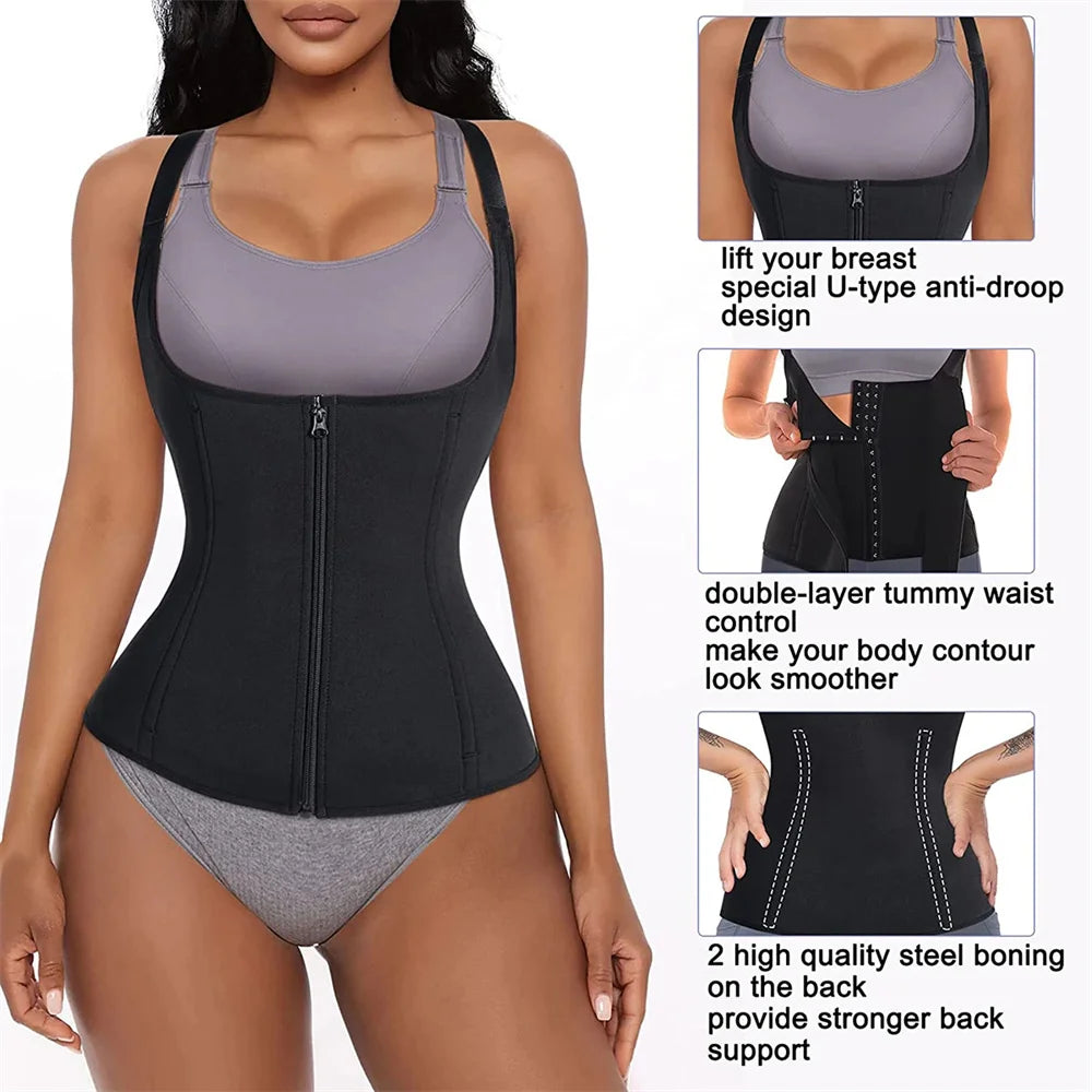 Women Waist Trainer Zipper Body Shaper Tank Top