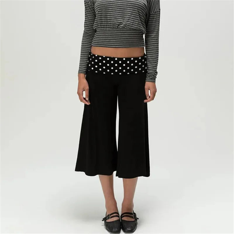 Women Fold Over Wide Leg Pants