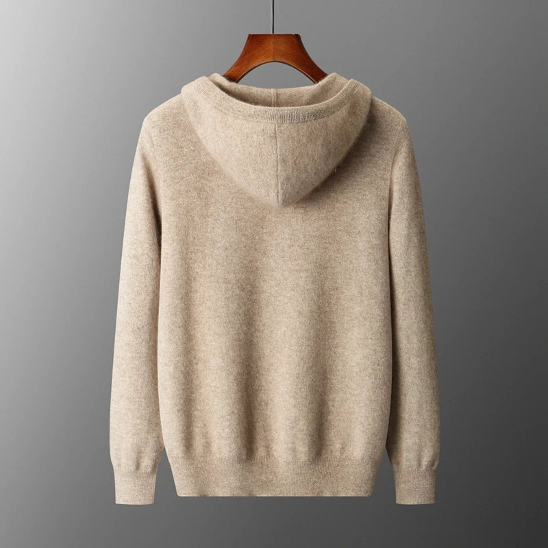 Men Knitted Hooded Cardigan Cashmere Zipper Sweater Warm Hoodie