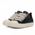 Unisex Black Leather Platform Sneakers Lace Up Zipper Casual Thick Sole Shoes 2025