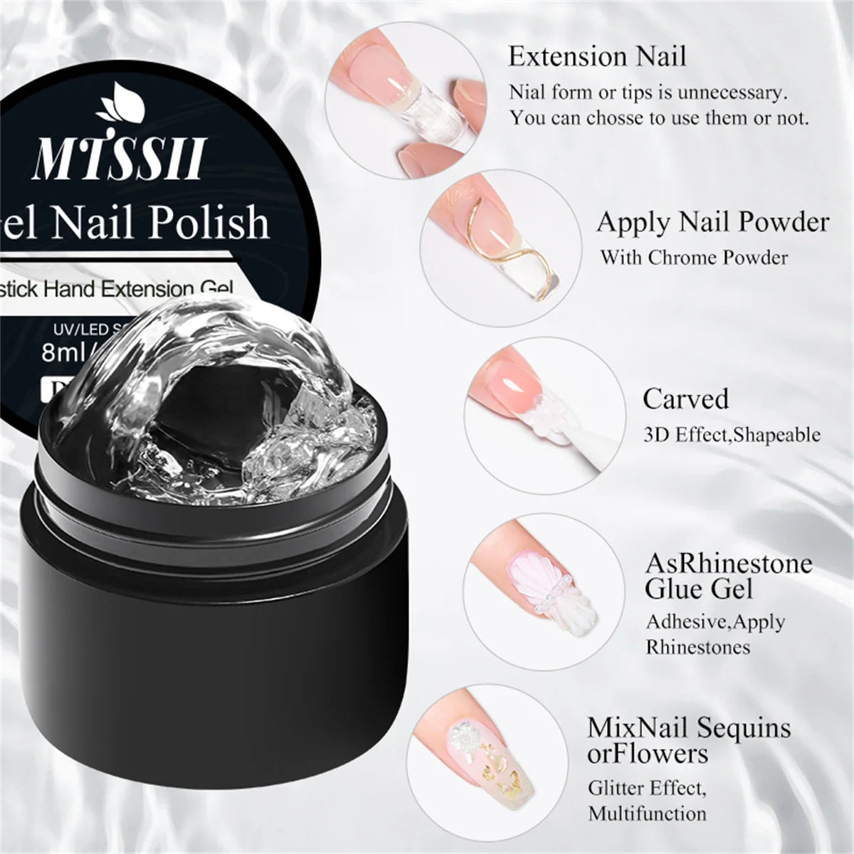 3D Nail Sculpture Gel – Clear Builder Gel for Nail Extension & Creative Nail Art Design