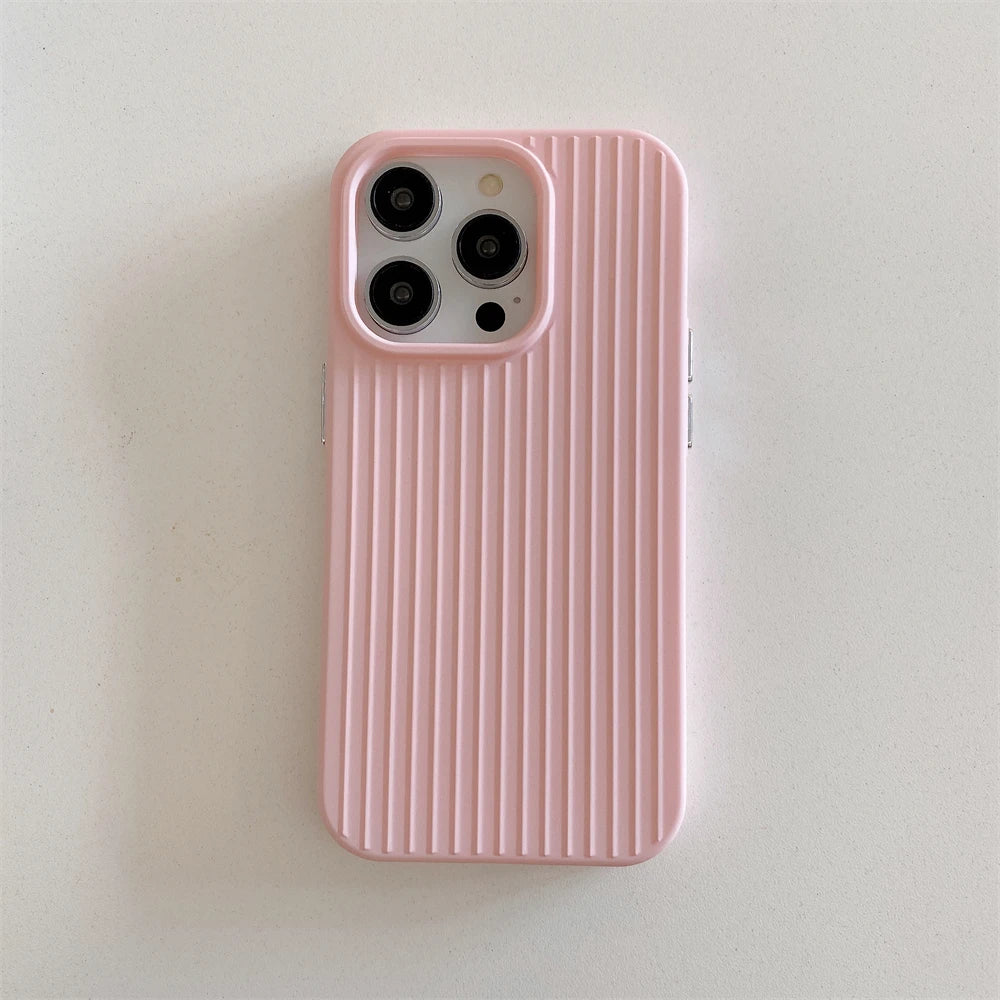 Macaron Ribbed Solid Color Durable iPhone Case