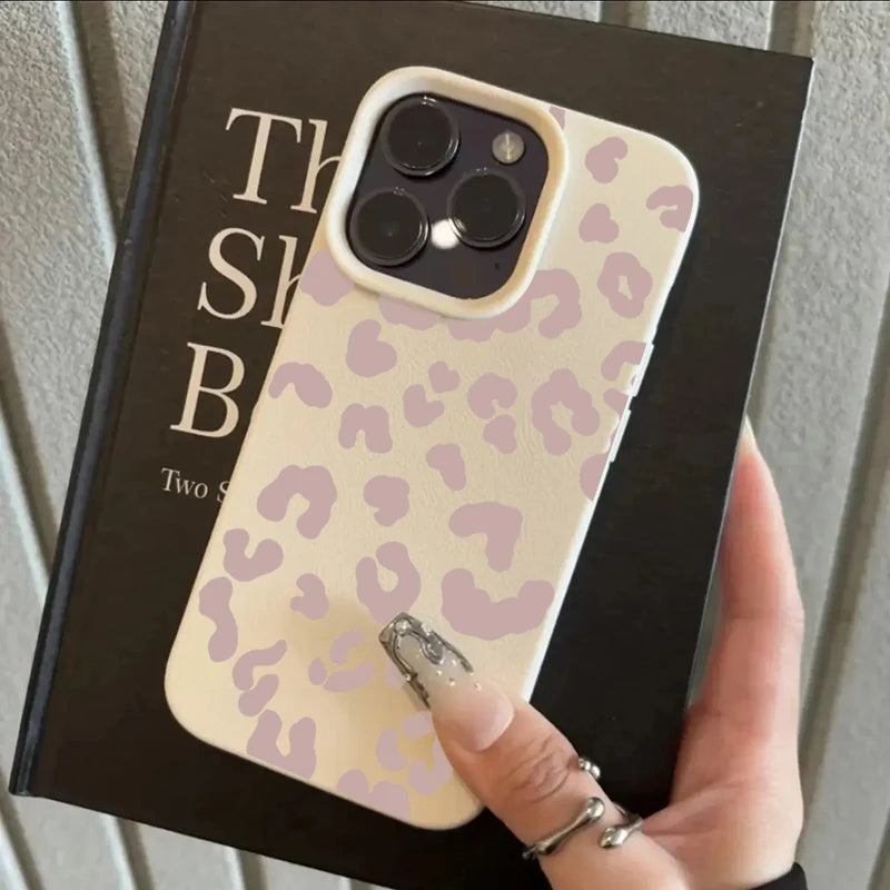 Pink Leopard Lichee Pattern Silicone iPhone Case