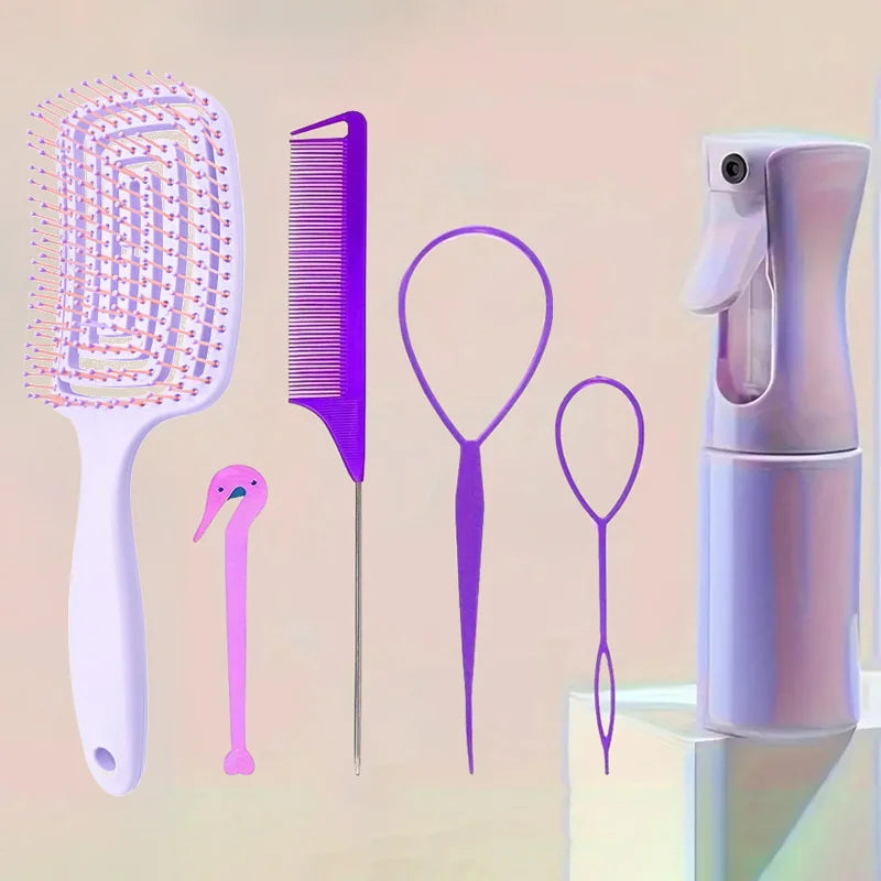 Hair Comb Set 5-6pcs Detangling Curly Hair Rat Tail Edge Salon Brush Styling Tools