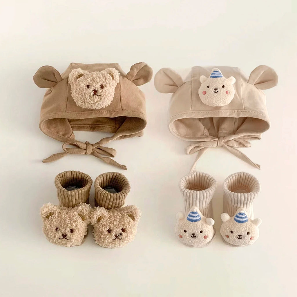 Baby Hat and Socks Set Cute Animal Knit Beanie