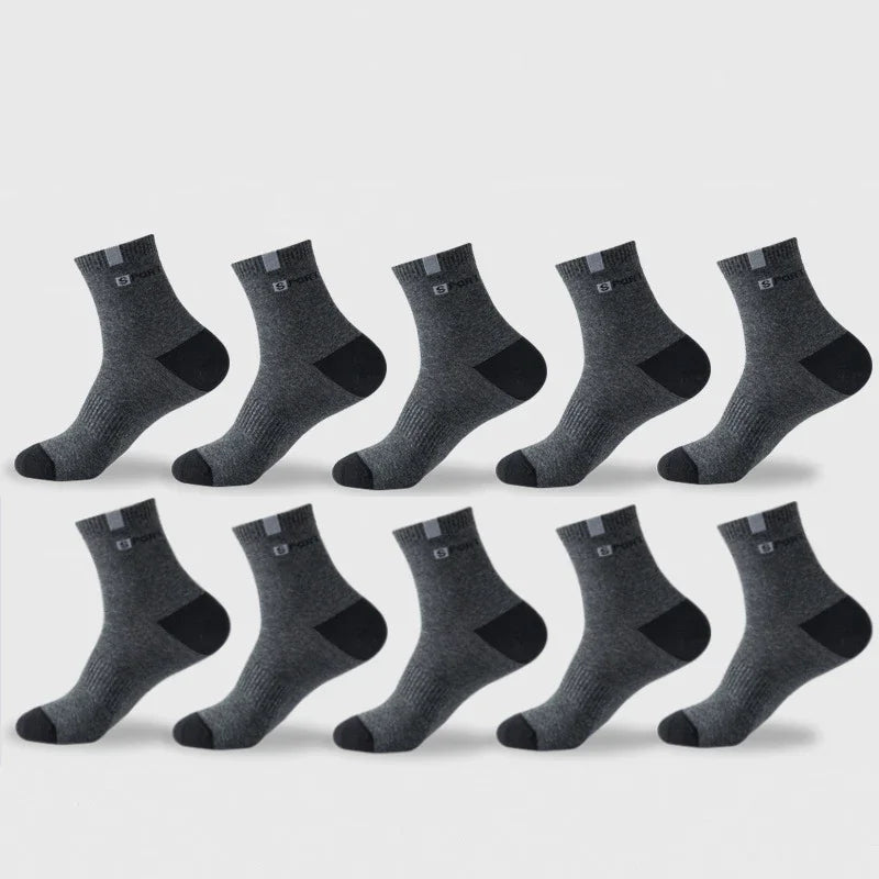 Men Cotton Sport Socks Breathable Mid Tube Elastic Running Sneakers Socks