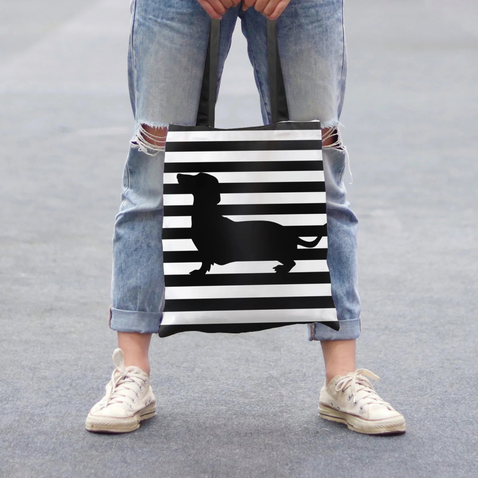 Dachshund Print Tote Bag Large Capacity Reusable Shoulder Shopping Bag