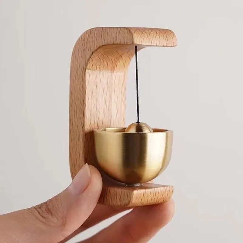Wooden Doorbell Suction Wind Chime Door Opening Reminder Solid Wood Decor