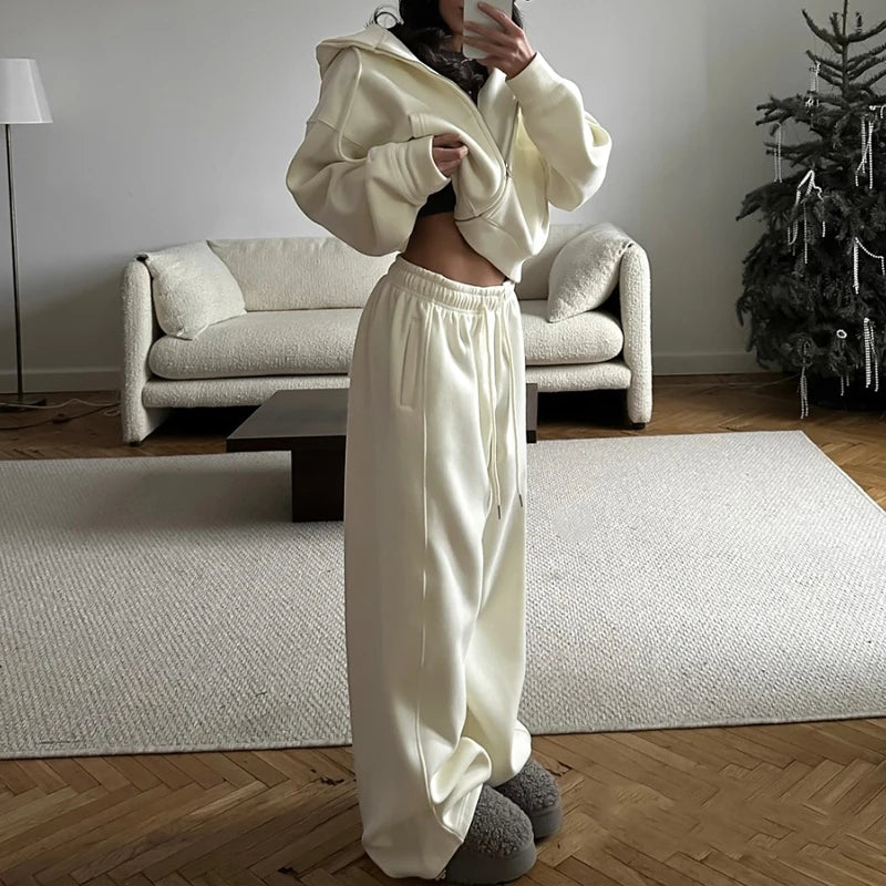 Women Hooded Tracksuit Set Zip Up Hoodie and Pants Outfit