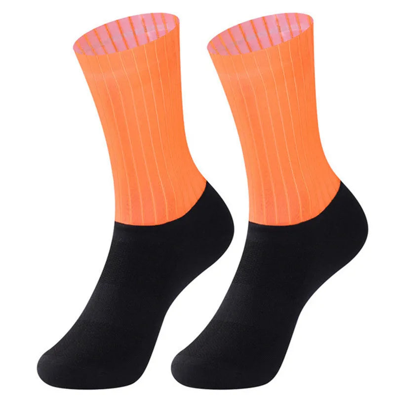 Aero Silicone Anti Slip Cycling Socks Men Breathable Running Bike Socks