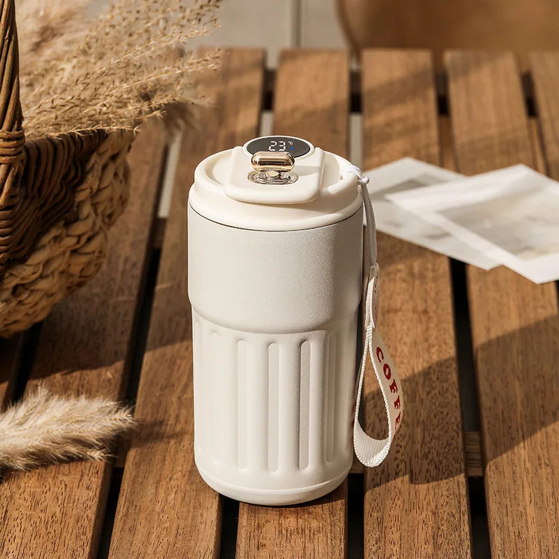 Smart Temperature Display Water Bottle 450ml – Stainless Steel Insulated Coffee Cup with LED Touch Screen