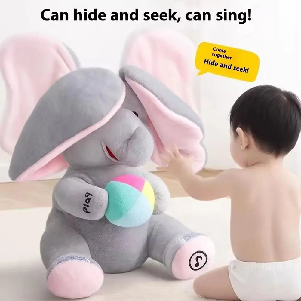 Hide and Seek Elephant Plush Toy Interactive Singing Baby Soothing Toy