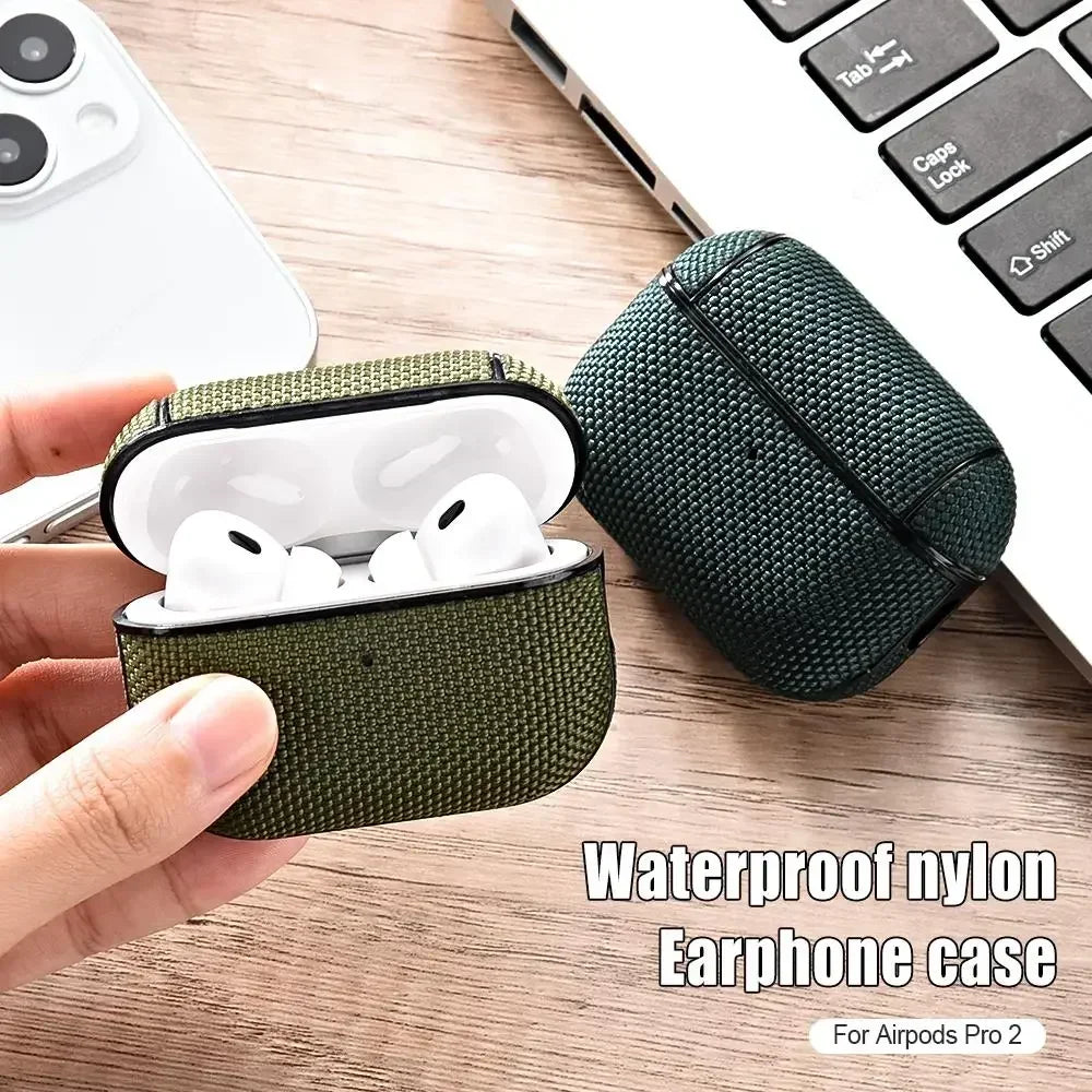 Shockproof Fabric AirPods Case Cover with Carabiner for AirPods 4 3 Pro 2 Protective Wireless Charging Earbuds Case