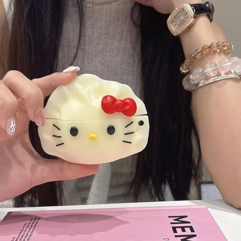3D Cat Dumpling AirPods Case with Hook for AirPods Pro 1 2 3 4
