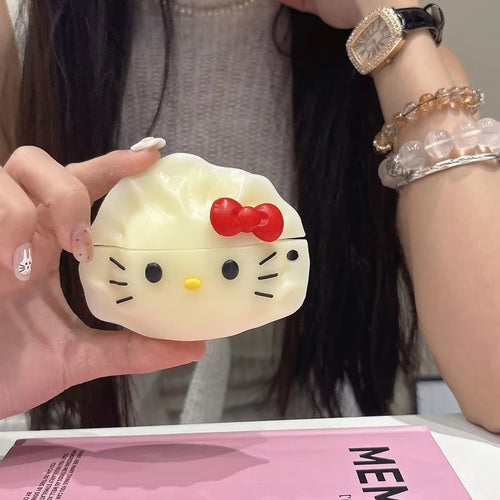 3D Cat Dumpling AirPods Case with Hook for AirPods Pro 1 2 3 4