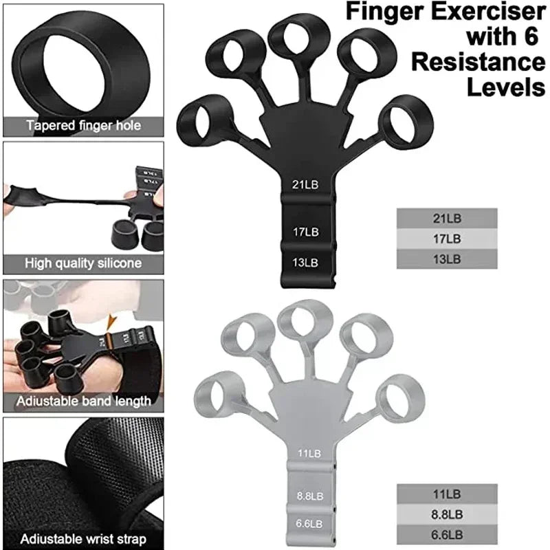 Hand Grip Strengthener Finger Trainer Resistance 6 Level Gym Exercise Tool