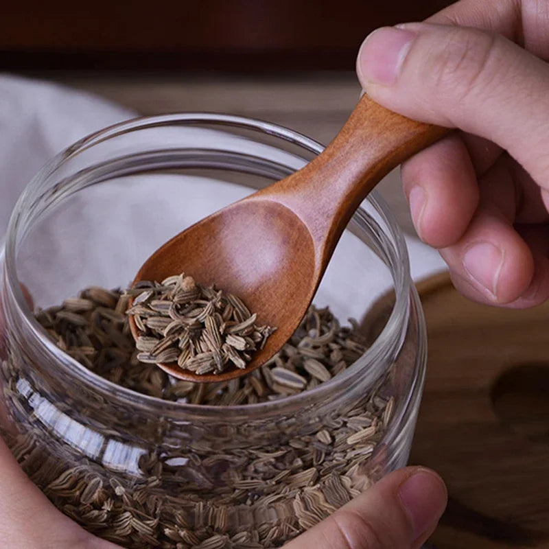 4pcs Mini Wooden Spoon Set Small Scoop for Spice Sugar Tea Coffee