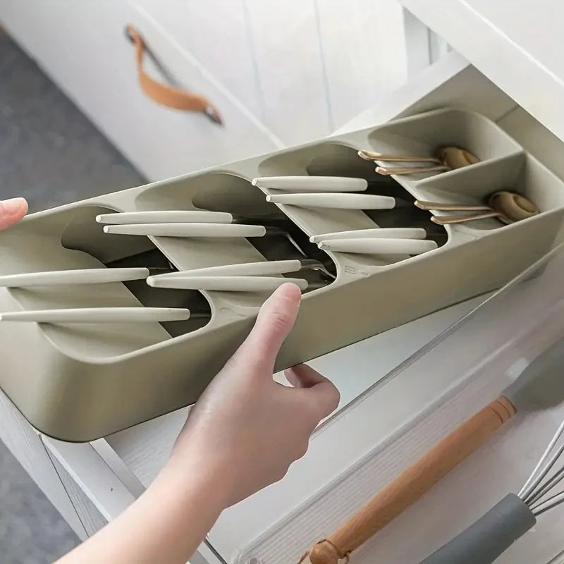 Cutlery Organizer Tray Kitchen Drawer Utensil Storage Fork Spoon Divider Box