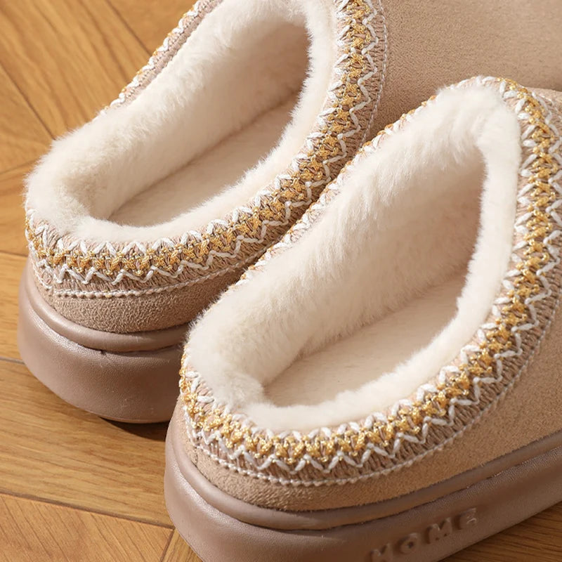 Fluffy Winter Slippers Women Plush Warm Indoor Shoes Anti Slip Soft Home Slippers Unisex Cozy House Slides
