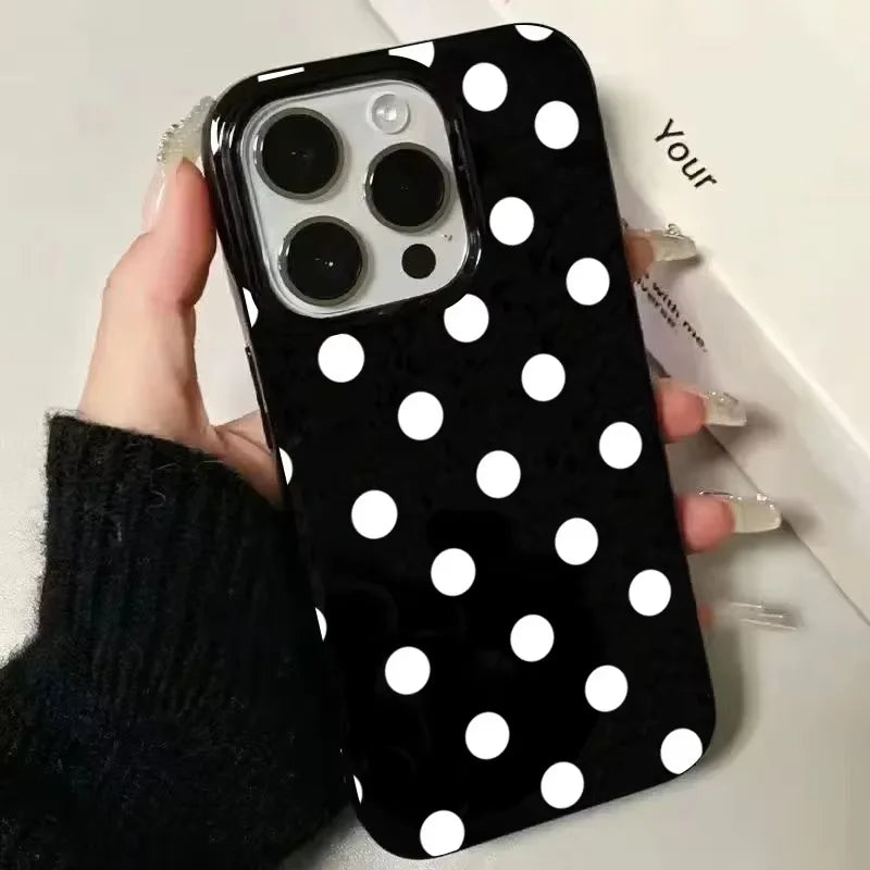 White Polka Dots Shockproof Soft iPhone Case