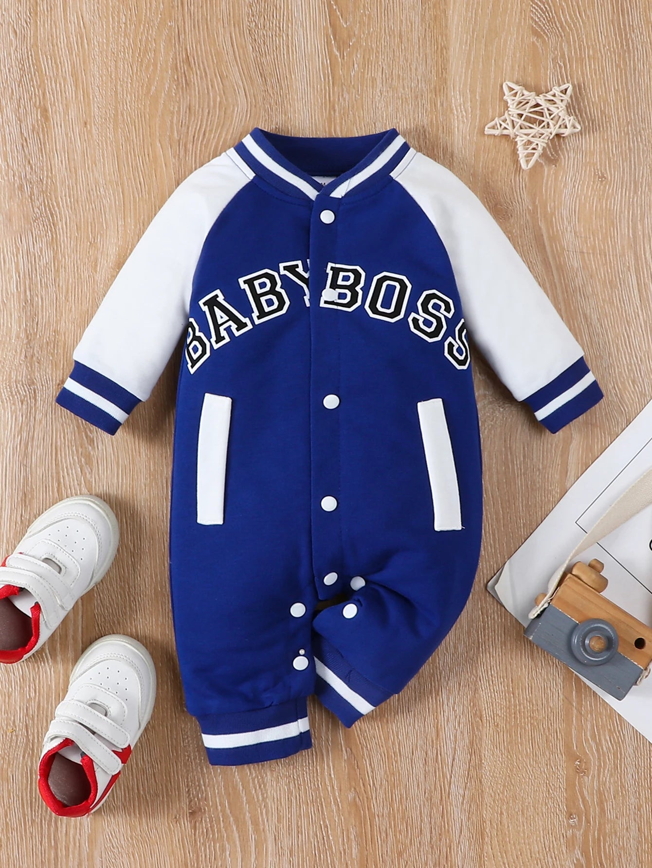 Baby Boy Letter Print Long Sleeve Jumpsuit