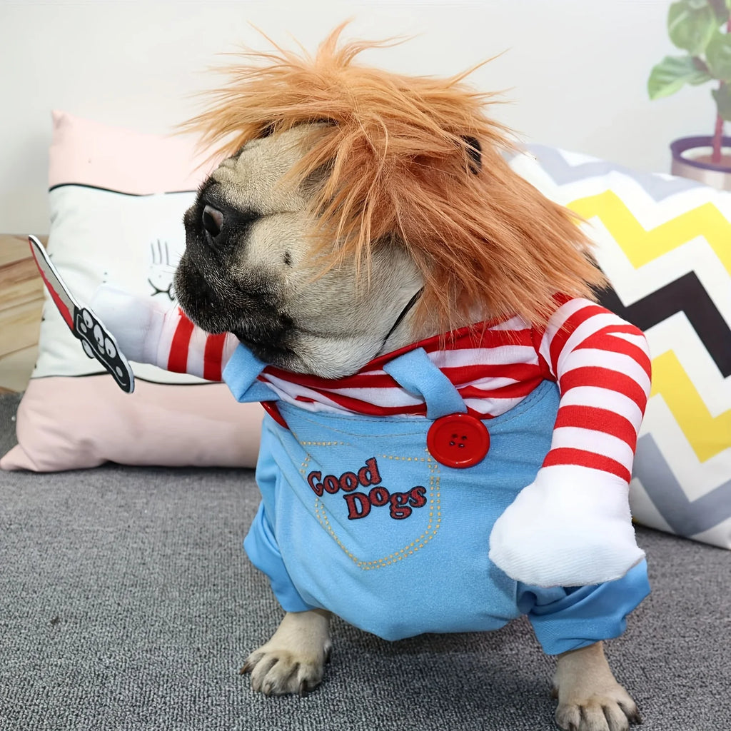 Halloween Funny Doll Pet Costume with Wig for Dogs and Cats