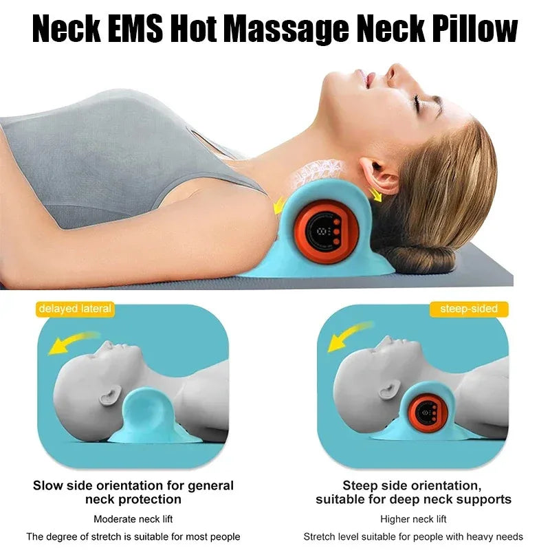 Electric Neck Massager Cervical Traction Pillow Vibration Kneading Relax Tool