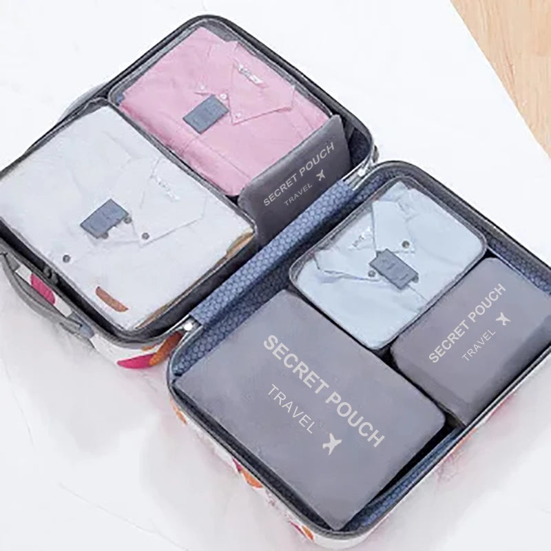6pcs Travel Storage Bags Waterproof Packing Cubes Set Luggage Organizer Clothes Bags