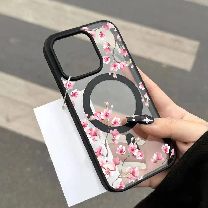 Pink Cherry Elegant Floral Background Design Magnetic iPhone Case
