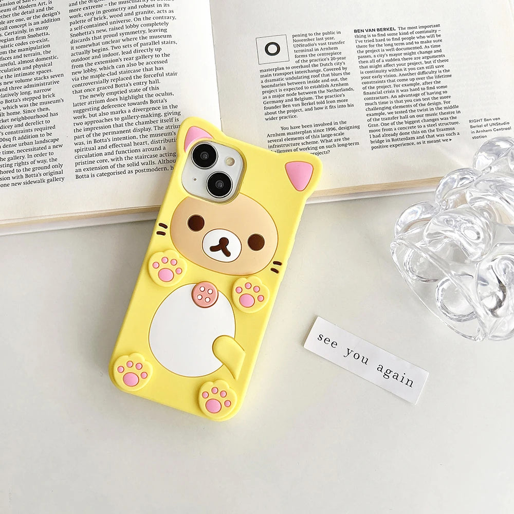 3D Rilakkuma Bear Kawaii Soft Silicone iPhone Case