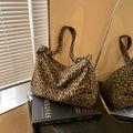 Women Leopard Print Shoulder Bag Large Capacity Retro Crossbody Tote