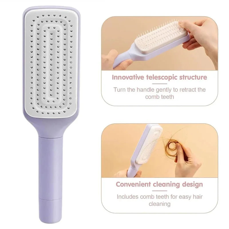 Self Cleaning Air Cushion Hair Brush Retractable Massage Comb