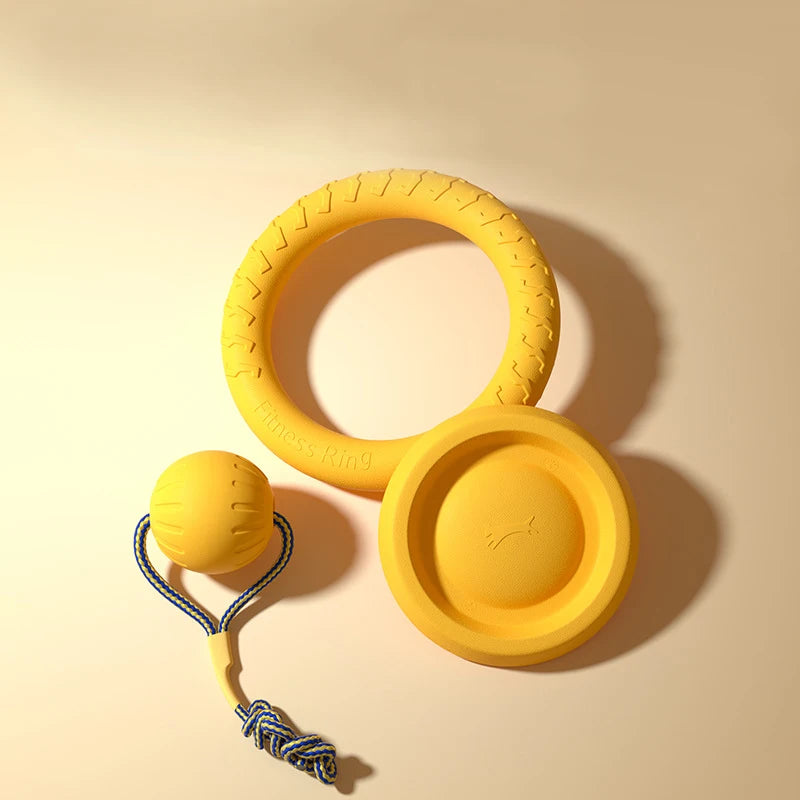 4 Pack Durable Dog Toy Set Flying Disc Ball Tug Rope