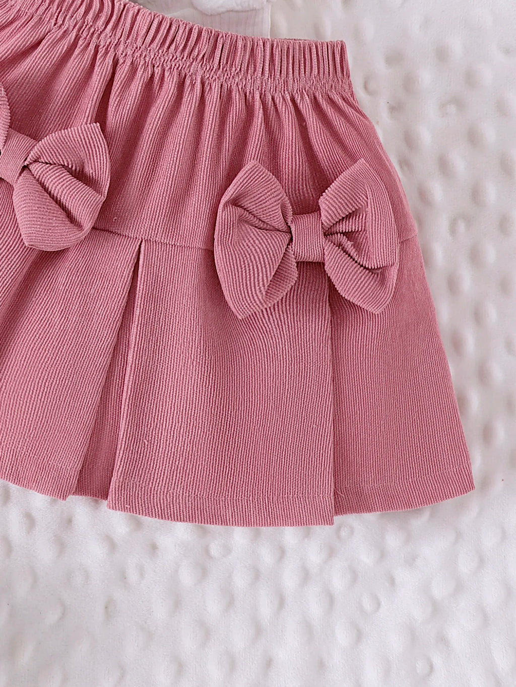 Baby Girl Pink Skirt Set Cute Bubble Sleeve Outfit 2PCS