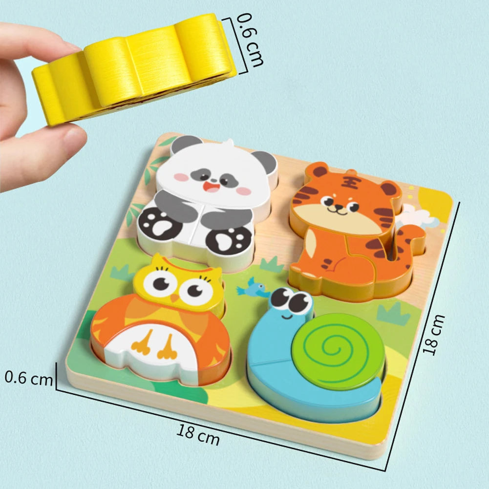 4 in 1 Wooden Animal Puzzle Educational Toy for Kids