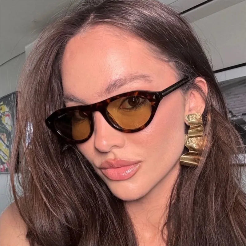 Women Cat Eye Sunglasses Retro Oval Y2K UV400 Shades