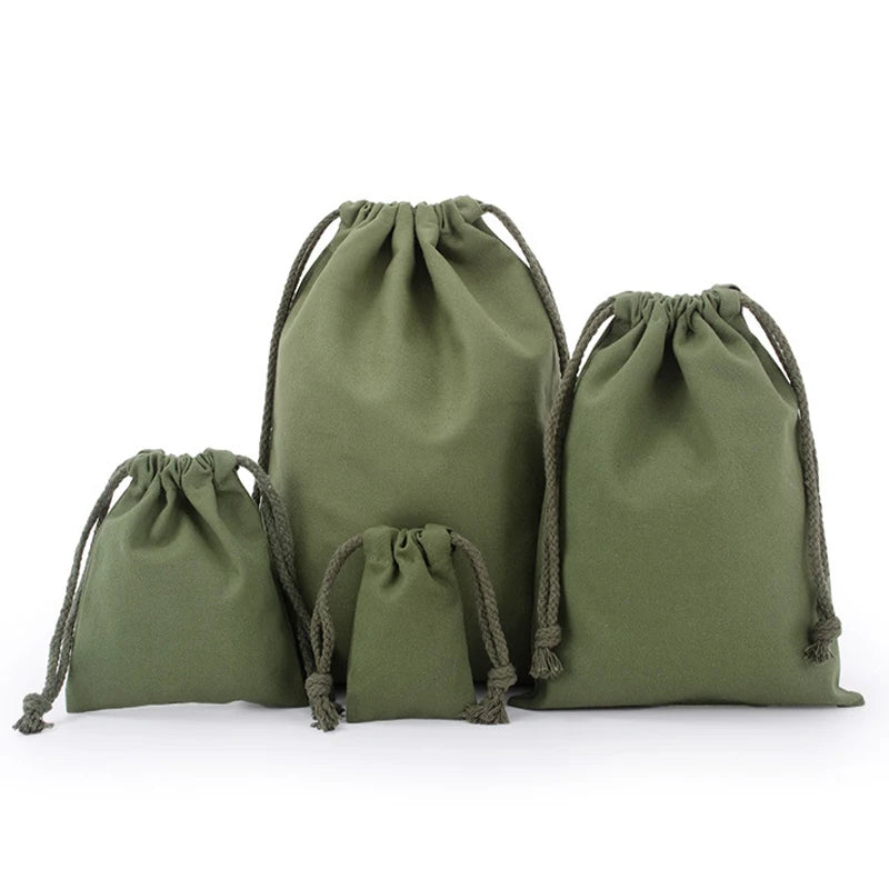 Cotton Drawstring Storage Bag Reusable Canvas Gift Pouch Dustproof Organizer