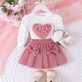 Baby Girl Pink Skirt Set Cute Bubble Sleeve Outfit 2PCS