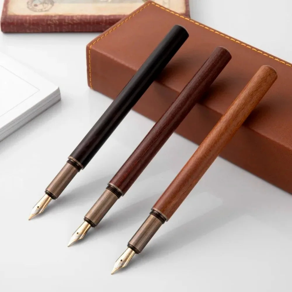 Retro Fountain Pen Wood Bronze 0.5mm Calligraphy Writing Pen