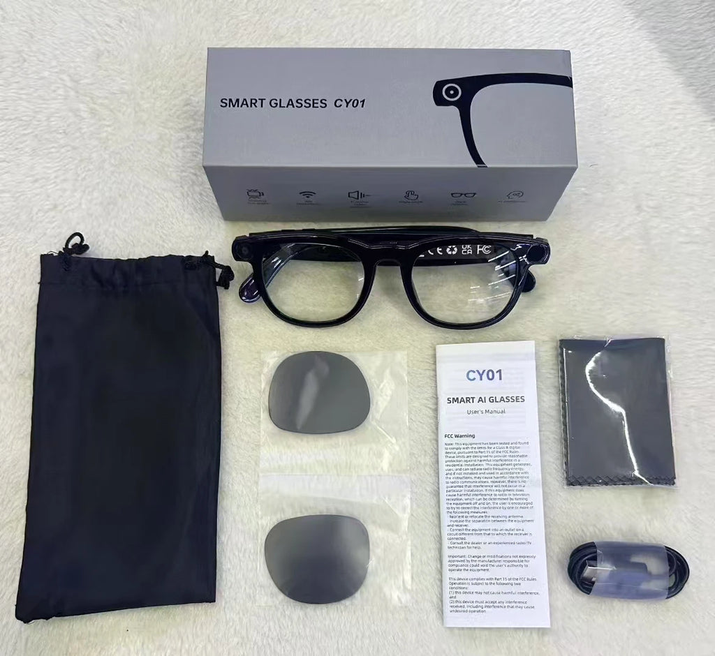 4K AI Smart Glasses Camera Bluetooth Voice Call Translation Waterproof