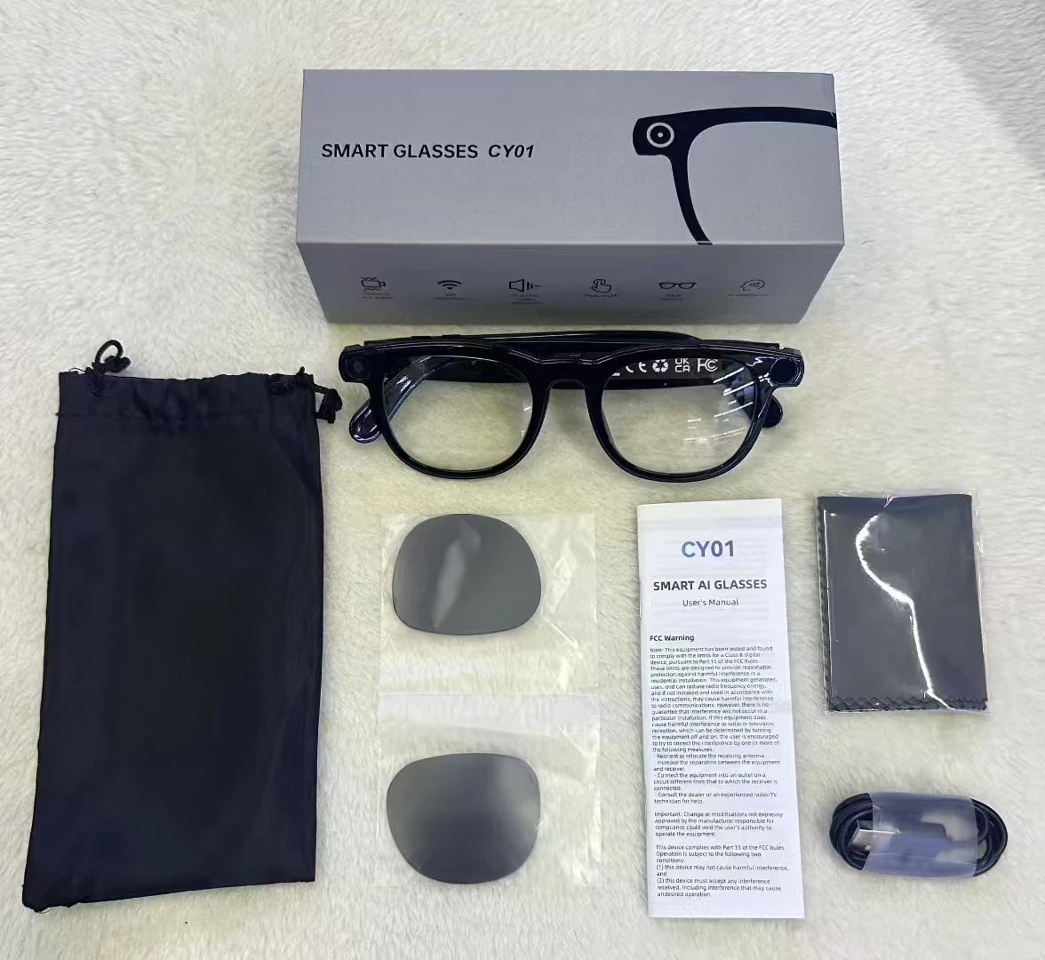 4K AI Smart Glasses Camera Bluetooth Voice Call Translation Waterproof