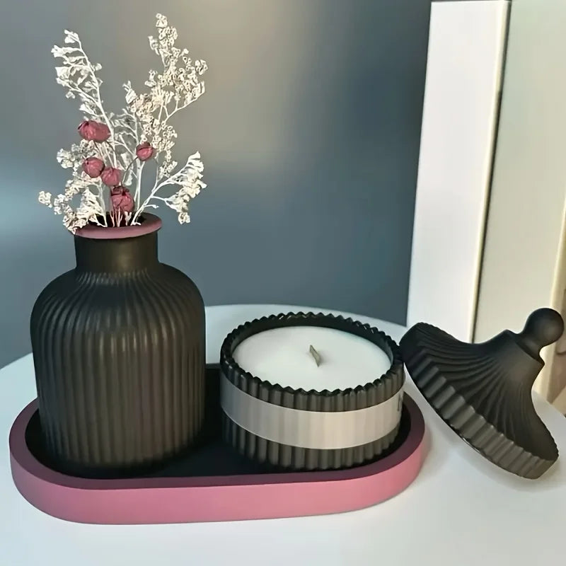 4pcs Silicone Resin Molds Oval Vase Jar Cement Casting DIY Craft Mold Set