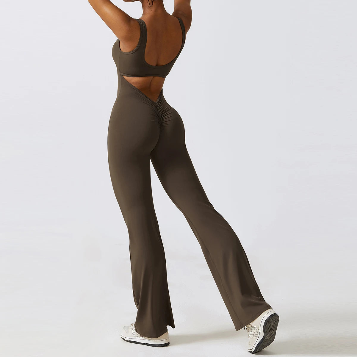 Women V Back Yoga Jumpsuit Sexy Gym Fitness Romper Bodysuit Sportswear