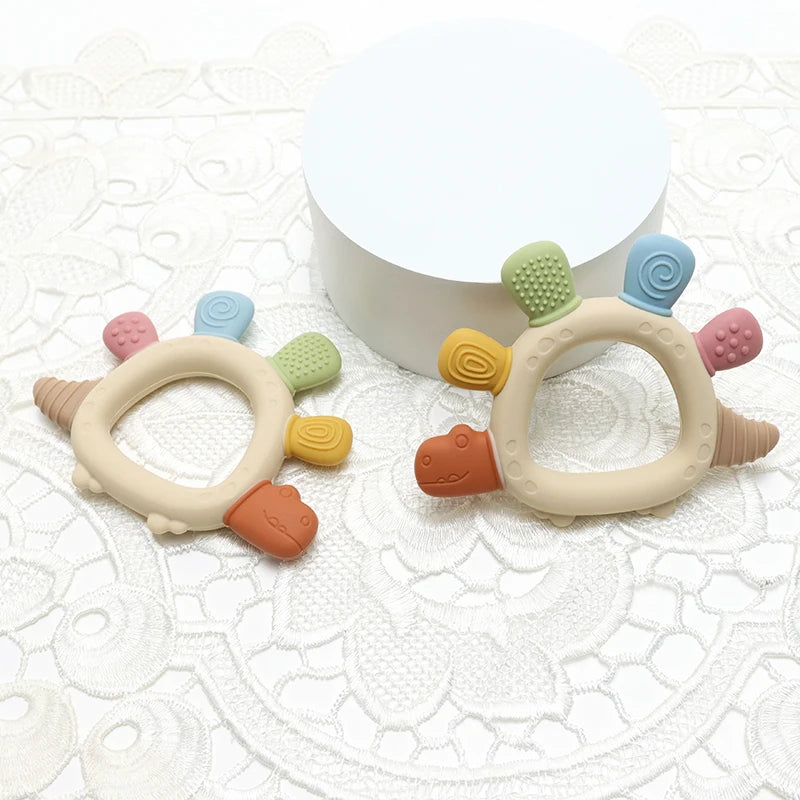 Baby Dinosaur Silicone Teether BPA Free Chew Toy for Newborns
