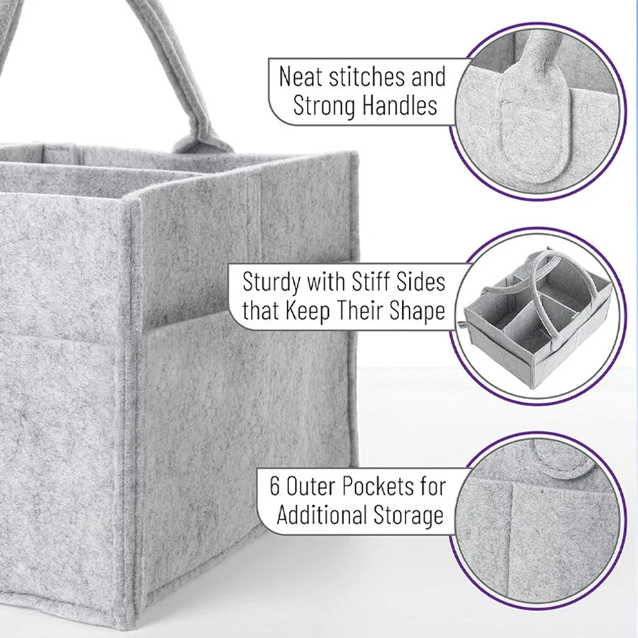 Felt Diaper Caddy Organizer for Baby Toys Diapers
